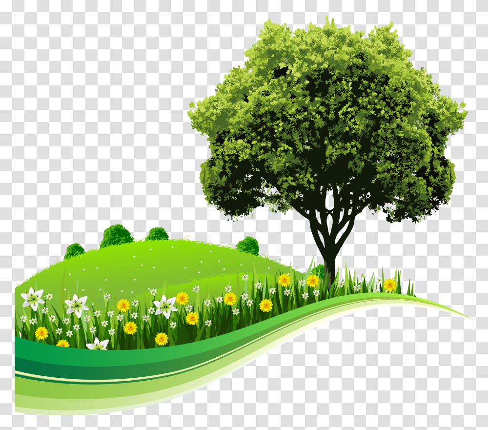 Tree Landscape Nature Drawing Nature Images Free Download, Green, Plant, Grass Transparent Png