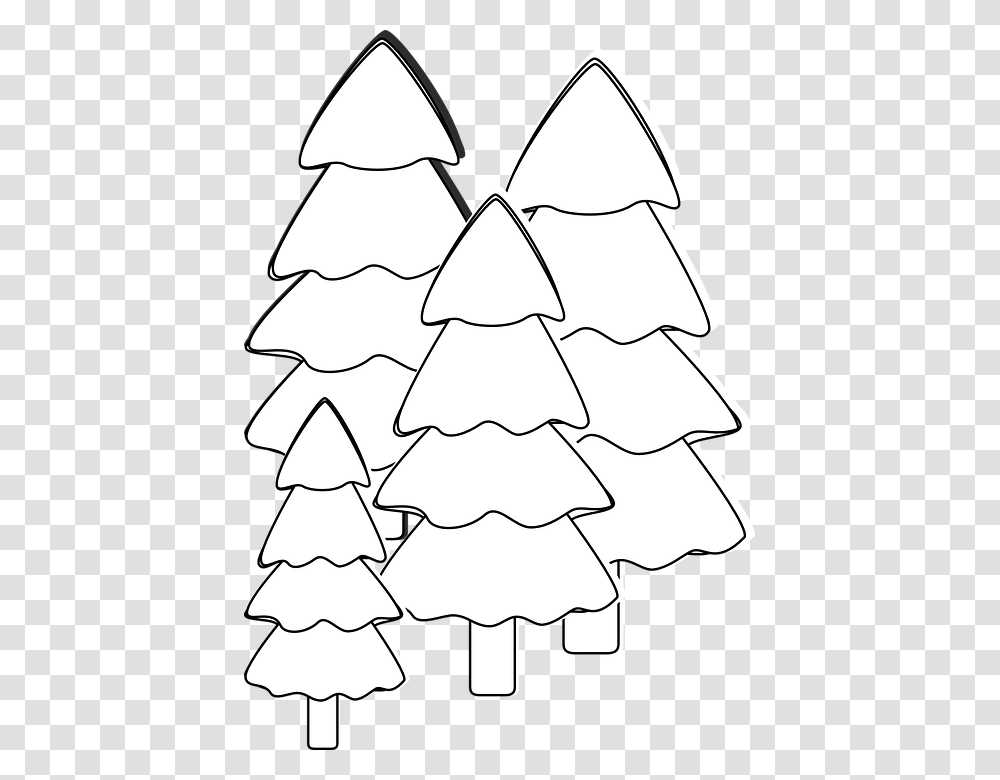 Tree Line Clipart Gambar Pohon Cemara Sketsa, Plant, Ornament, Christmas Tree, Stencil Transparent Png