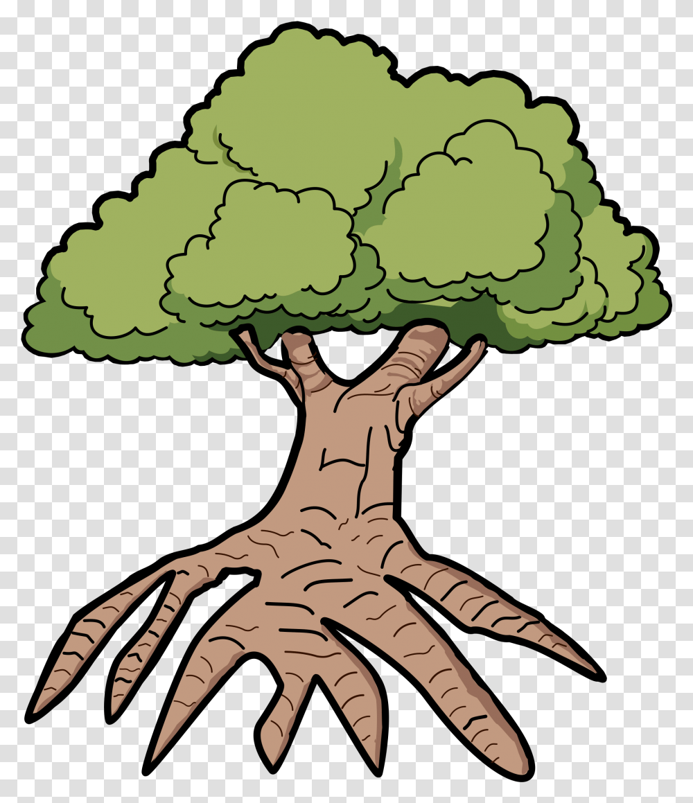 Tree Log Big Tree With Roots Clipart, Plant, Person, Human, Soil Transparent Png