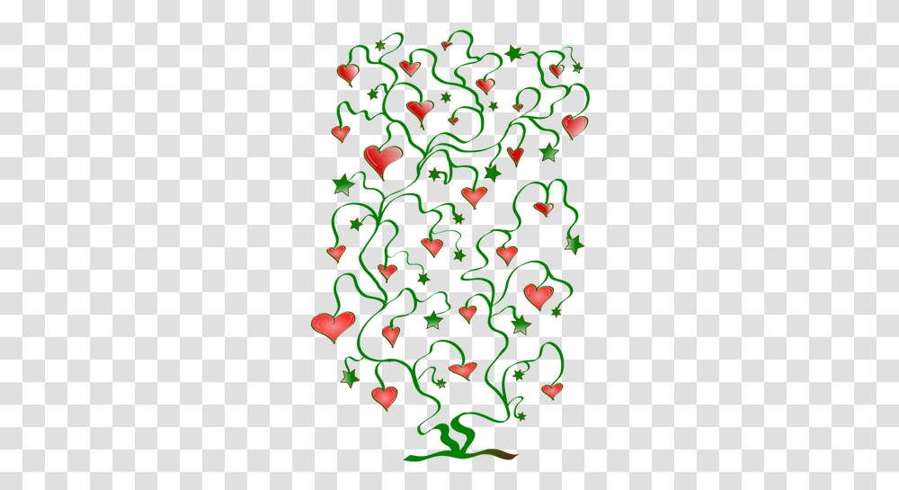 Tree Of Hearts With Leaves Stars Vector Graphics Free Svg Gambar Vector Hati Tanaman, Pattern, Rug, Fractal, Ornament Transparent Png