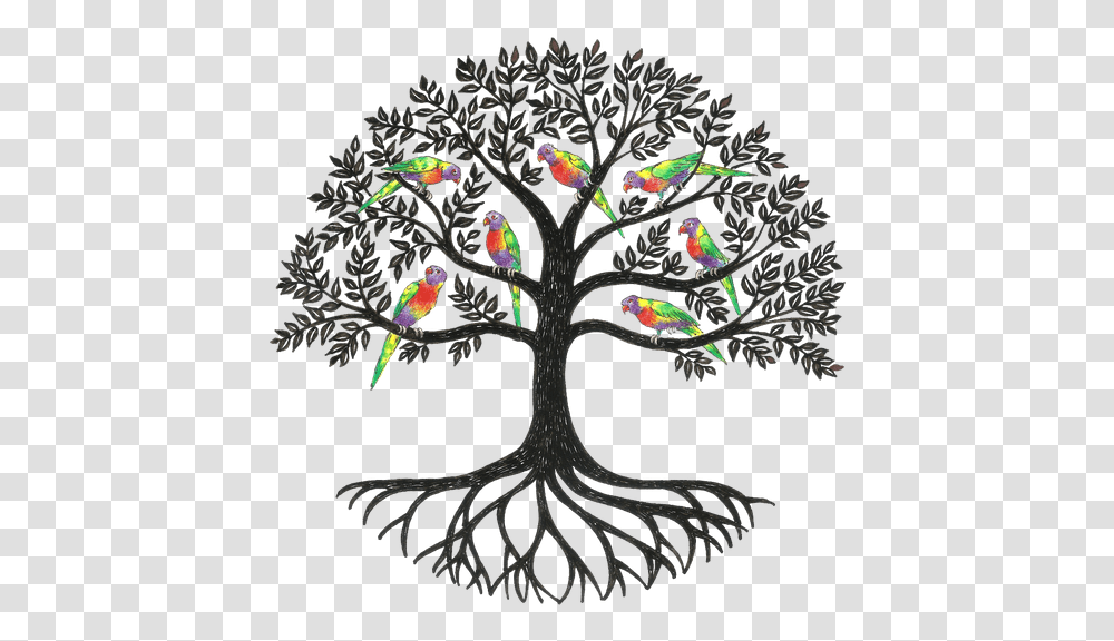 Tree Of Life Clipart Tree Of Life With Birds, Root, Plant, Animal, Flower Transparent Png