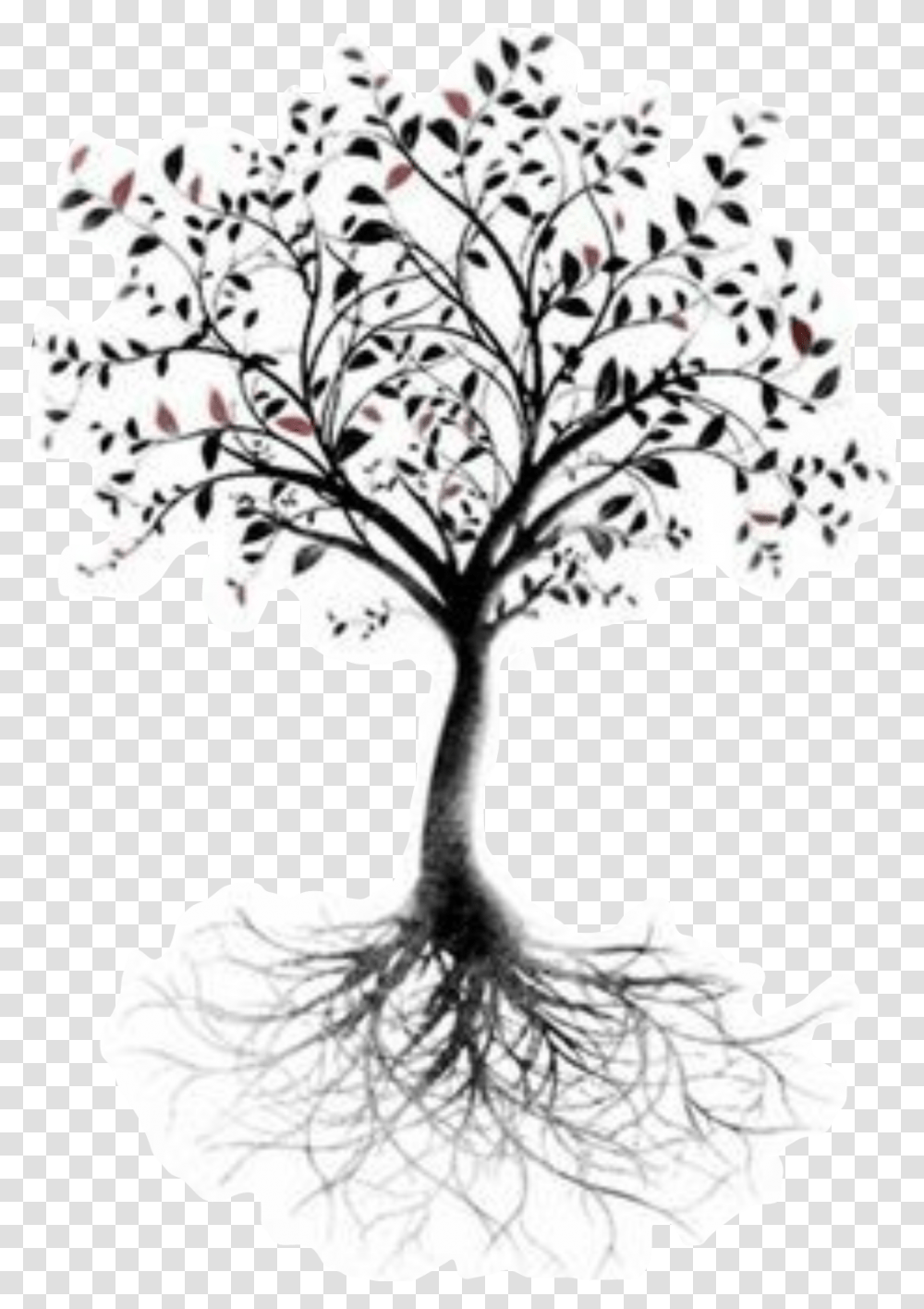 Tree Of Life Root Tattoo Branch Arbre Noir Et Blanc, Plant, Flower, Blossom, Panther Transparent Png