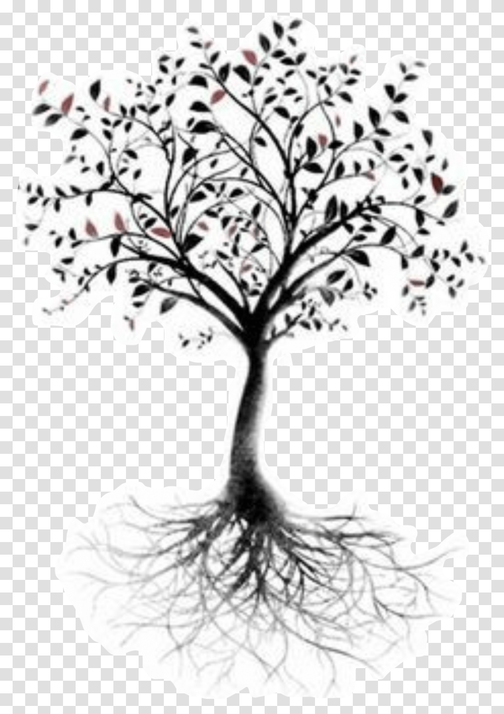 Tree Of Life Root Tattoo Branch Tattoo Of A Tree With Roots, Plant, Flower, Blossom, Panther Transparent Png