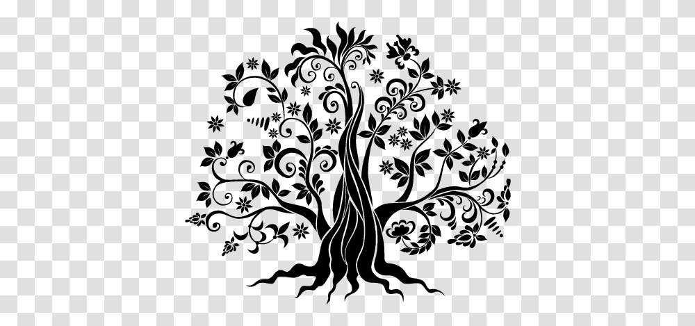 Tree Of Life Svg Free Black And White Tree Drawing On Wall, Gray, World Of Warcraft Transparent Png