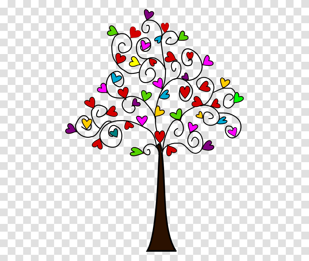 Tree Of Multicoloured Heartshaped Leaves Dibujo De Arbol Con Corazones, Floral Design, Pattern, Plant Transparent Png