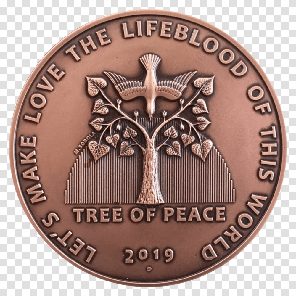 Tree Of Peace Plaque Emblem, Coin, Money, Clock Tower, Architecture Transparent Png