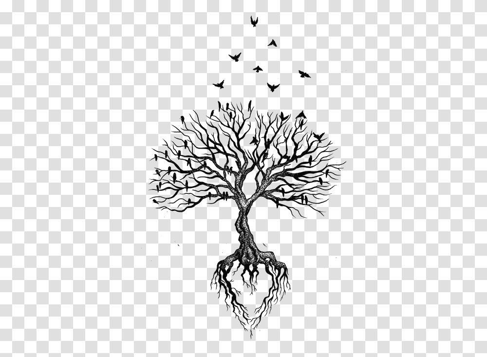 Tree Root Tattoo Bird Heart Del Arbol De La Vida, Plant, Cross, Bonsai Transparent Png