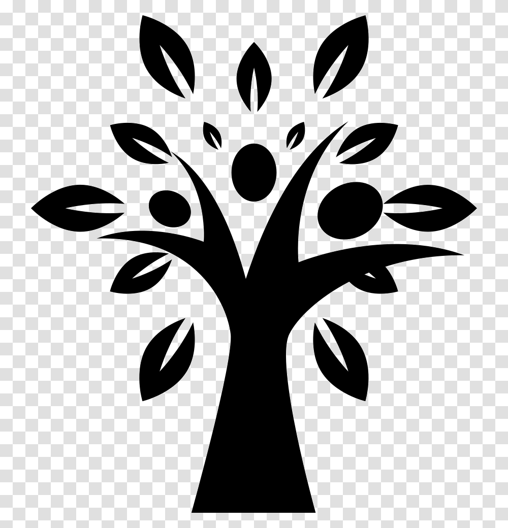 Tree Shape With Leaves Tree Leaves Icon, Stencil, Floral Design Transparent Png