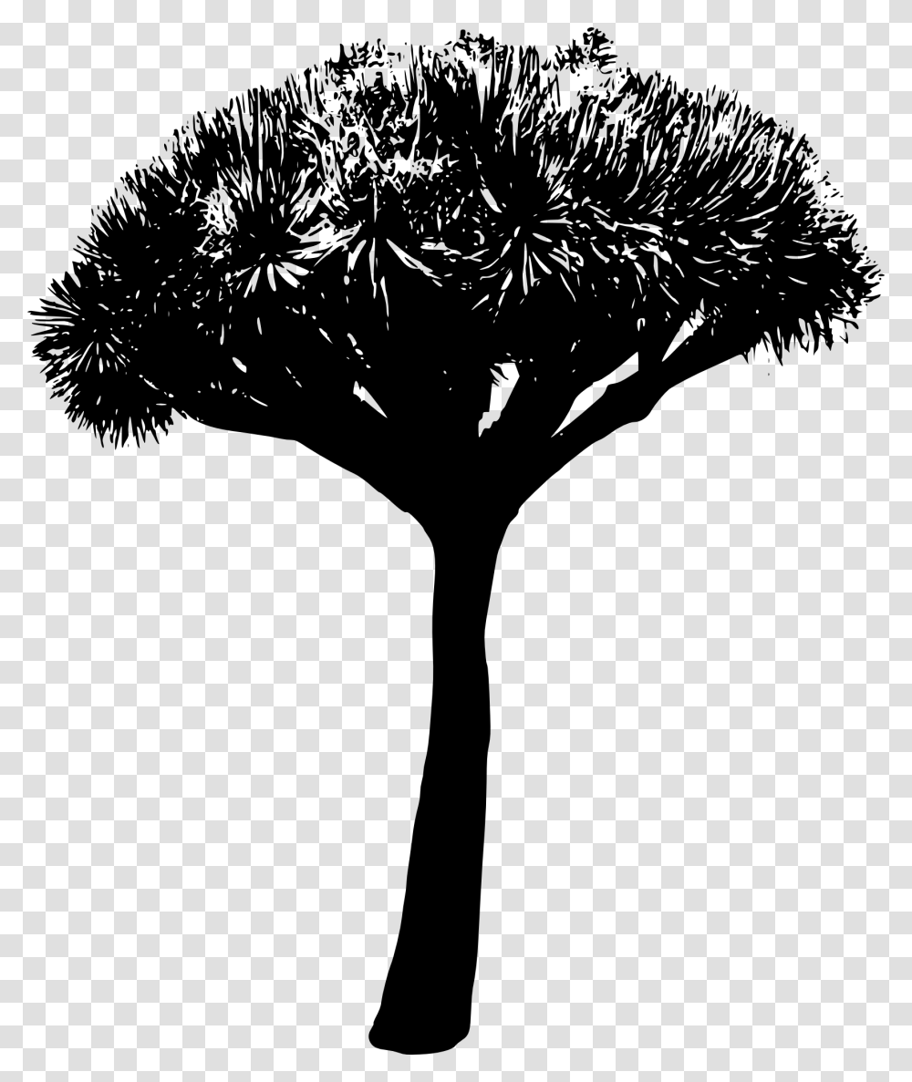 Tree Silhouette 2 Grass Background Black And White File, Plant, Flower, Blossom, Dandelion Transparent Png