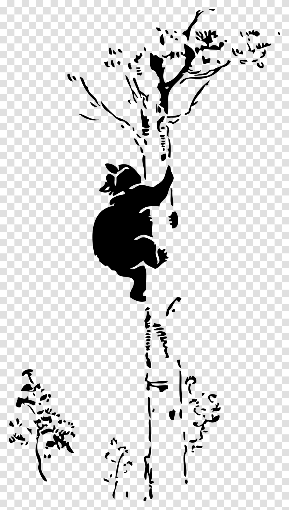 Tree Silhouette Vector Bear In Tree Silhouette, Gray, World Of Warcraft Transparent Png