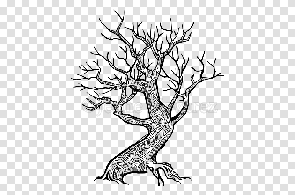 Tree Silhouette With Roots Old Pear Tree Drawing, Alphabet, Word, Logo Transparent Png
