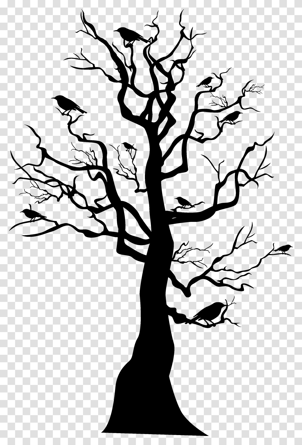 Tree Skeleton Halloween Halloween Tree Vector, Stencil, Plant, Bird, Animal Transparent Png