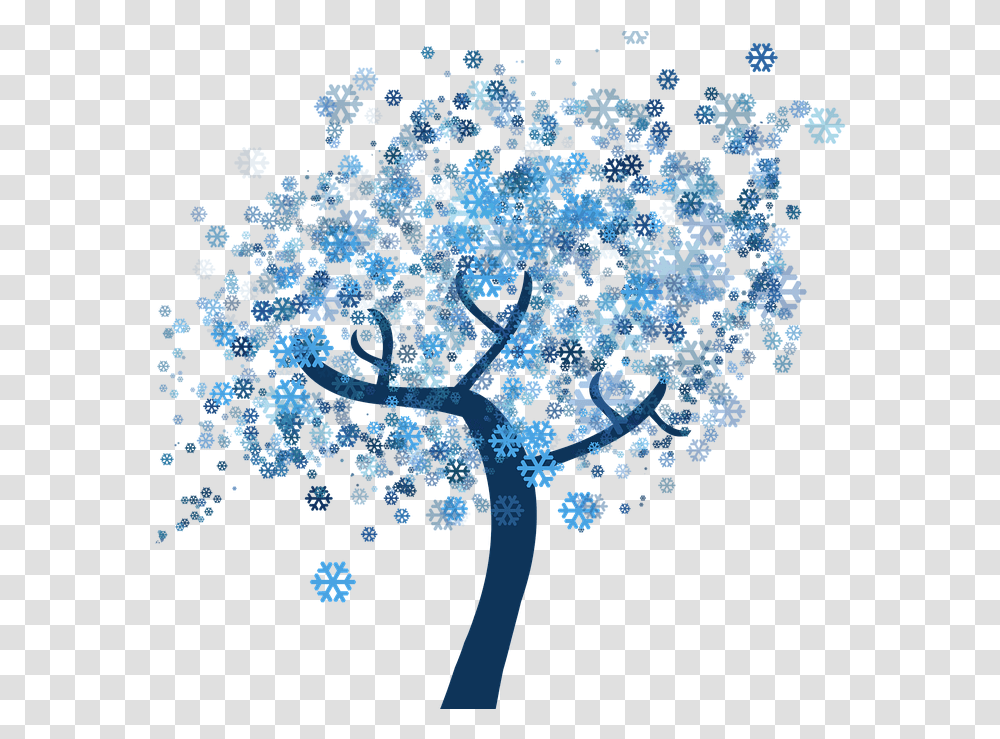 Tree Snow Snowflakes Winter Graphic Leaves Frost Winter Graphic, Plant, Flower, Pattern Transparent Png