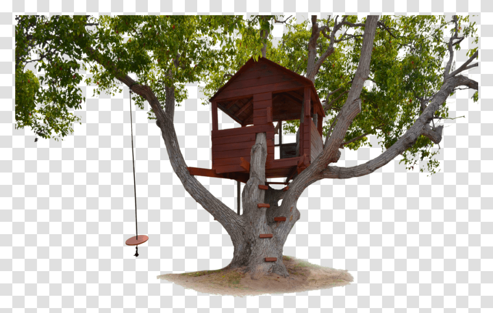 Tree Swing Tree House Background, Housing, Building, Plant, Cross Transparent Png