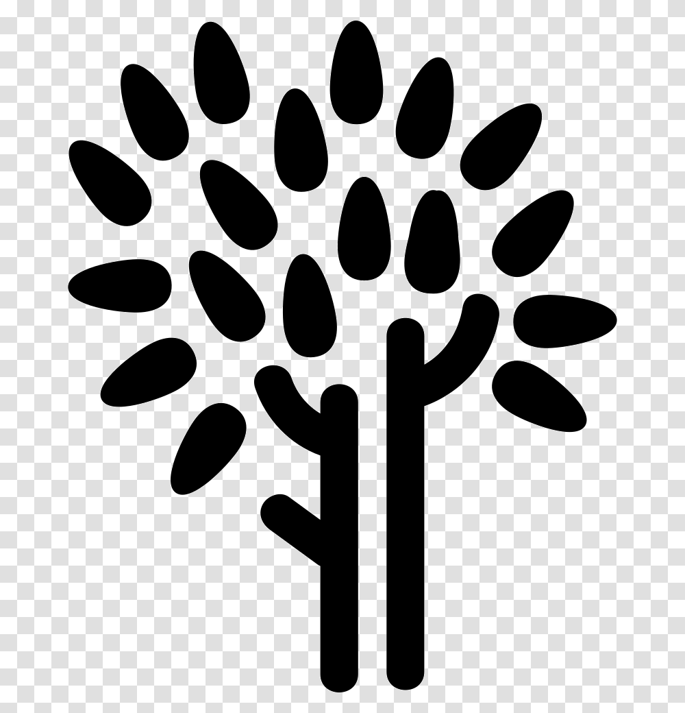 Tree Trunk And Leaves Icon, Stencil Transparent Png