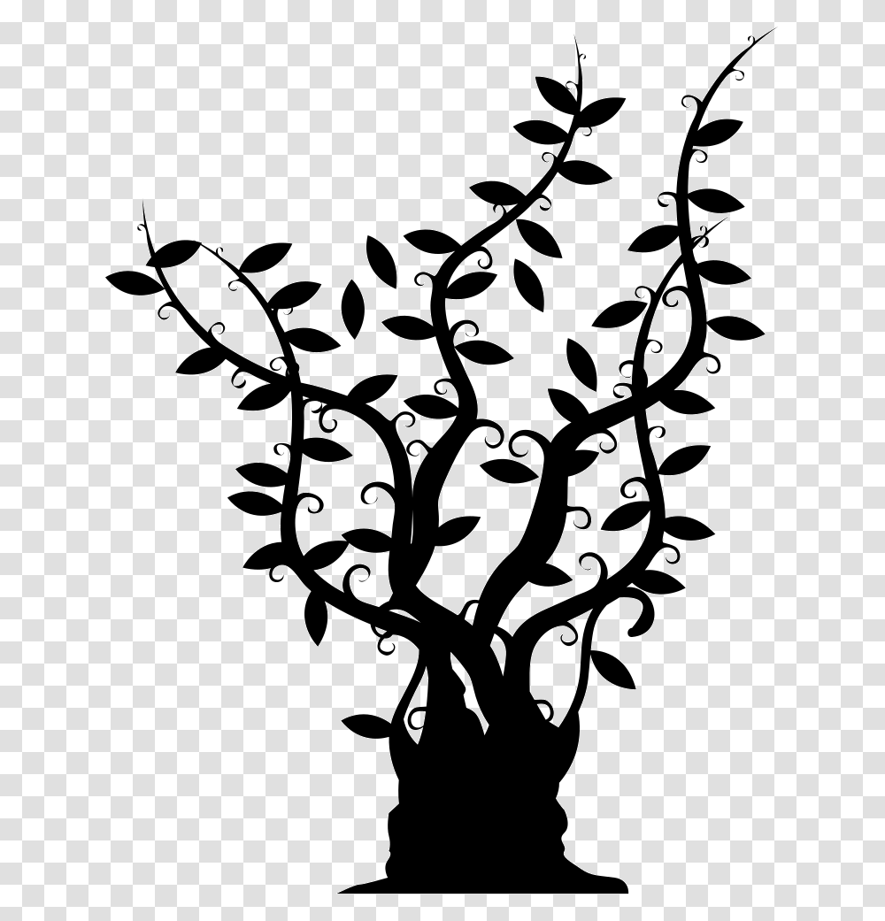 Tree Trunk Clipart Black And White Arbol Con Ramas Largas, Stencil, Floral Design, Pattern Transparent Png