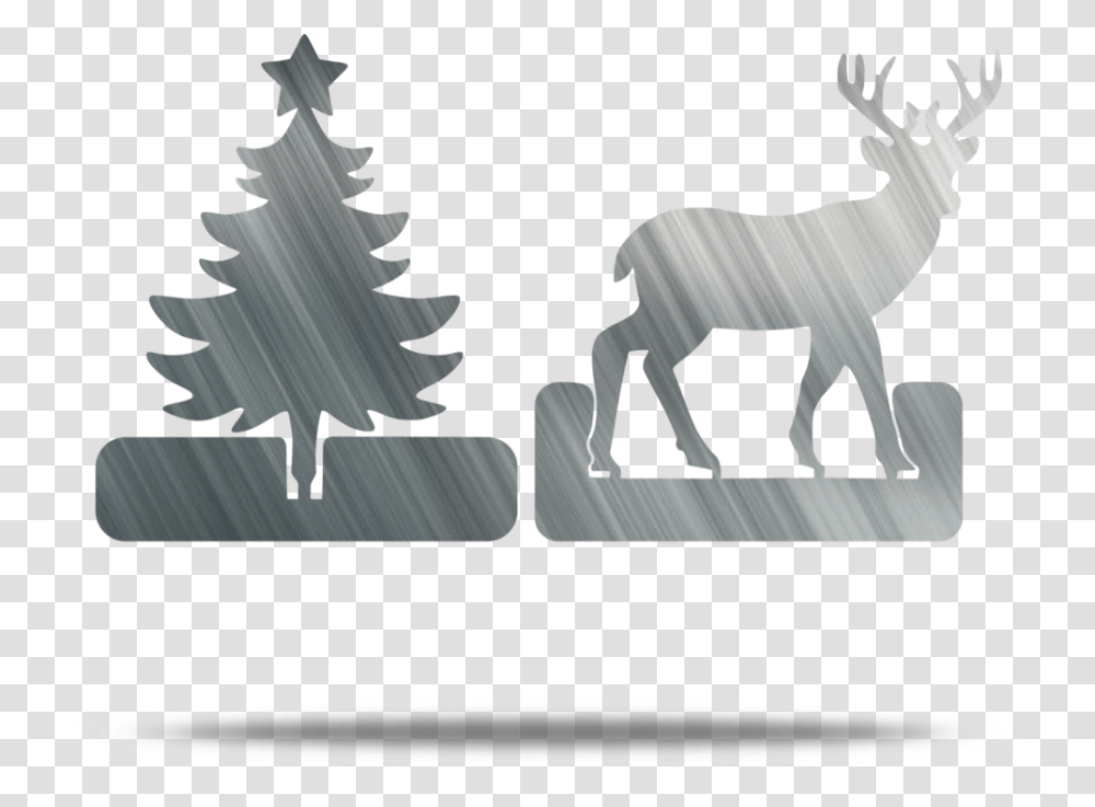 Tree & Deer Folder Decor Silhouette Christmas Tree, Plant, Wildlife, Mammal, Animal Transparent Png