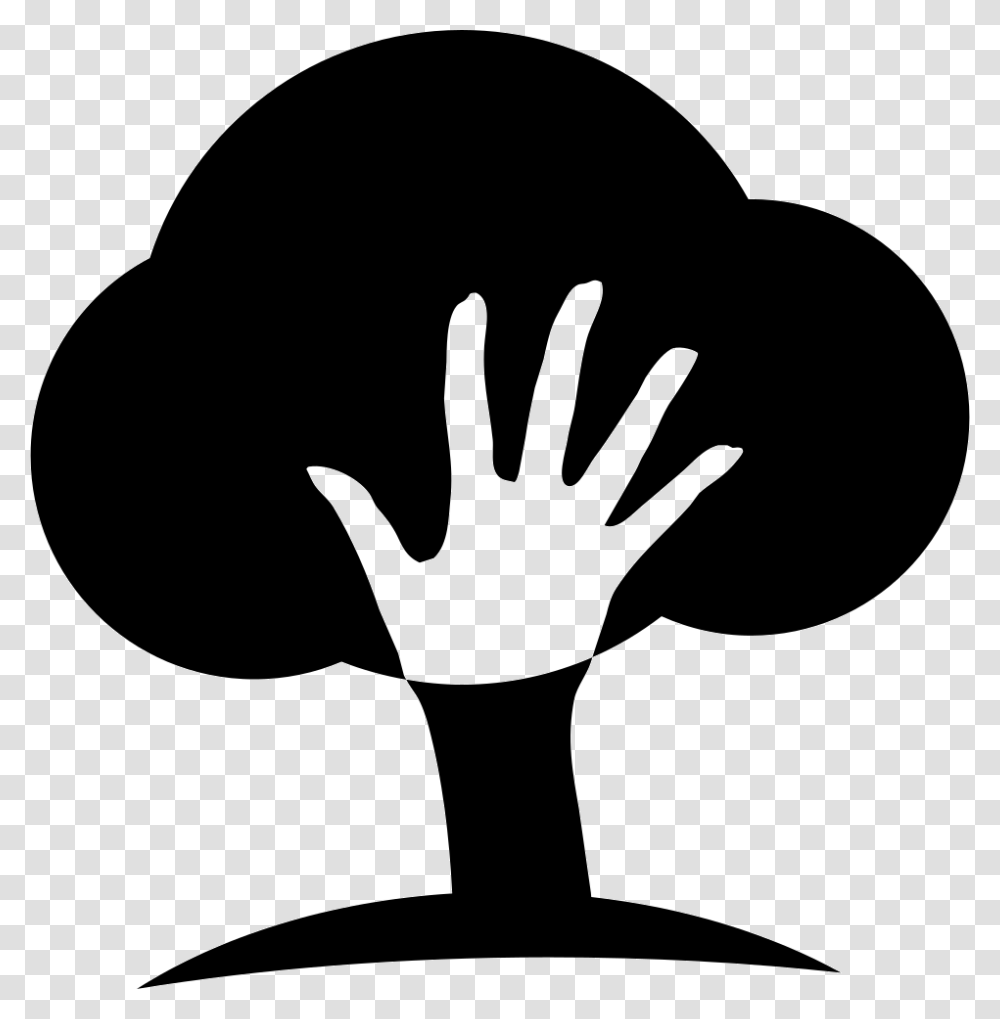 Tree With A Hand Icon, Stencil, Silhouette, Baseball Cap, Hat Transparent Png