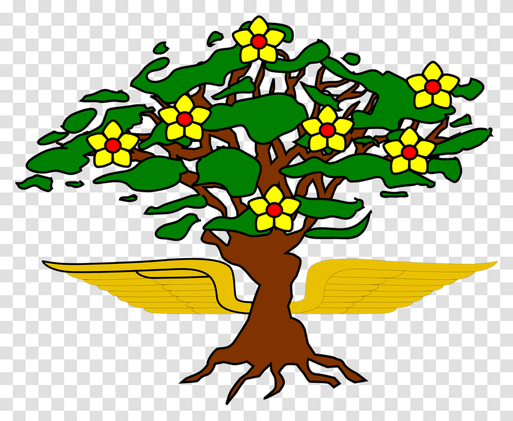 Tree With Flowers And Roots, Floral Design, Pattern Transparent Png