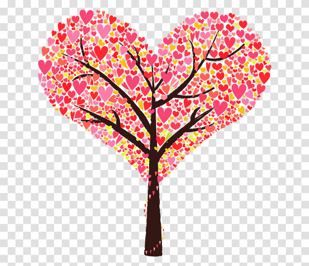 Tree With Heart Shaped Leaves In A Shape Clipart Free Heart Flower Shape Clipart, Lamp, Pattern, Ornament Transparent Png
