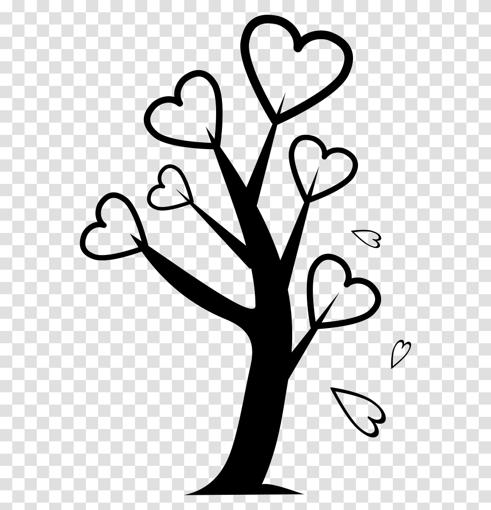Tree With Hearts Nature Lover Black And White, Stencil, Scissors, Blade, Weapon Transparent Png