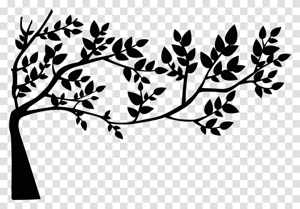 Tree With Leaves Black And White, Floral Design, Pattern Transparent Png