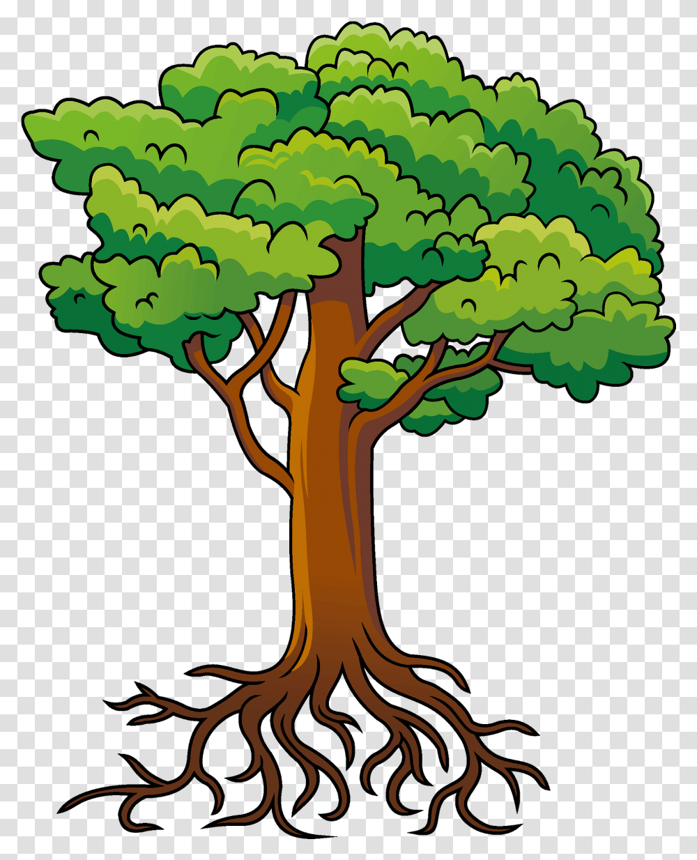 Tree With Roots Clipart Green Tree With Roots Clipart, Plant, Tree Trunk Transparent Png