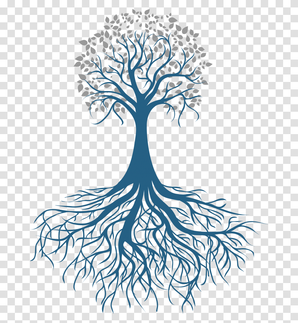 Tree With Roots Tree Of Life Silhouette, Plant, Flower, Blossom Transparent Png