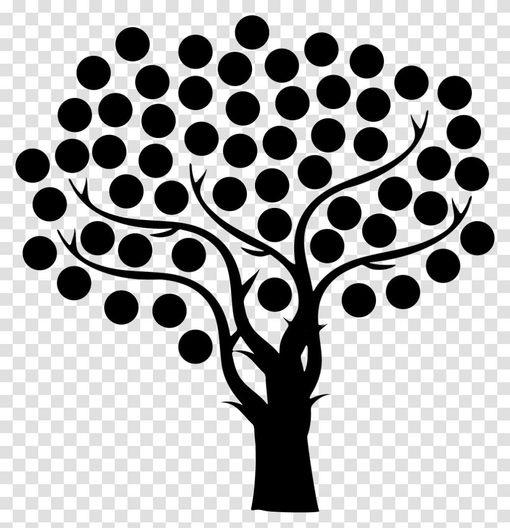 Tree With Thin Branches And Small Dots Foliage Tree With Branches Icon, Stencil, Plant, Rug Transparent Png