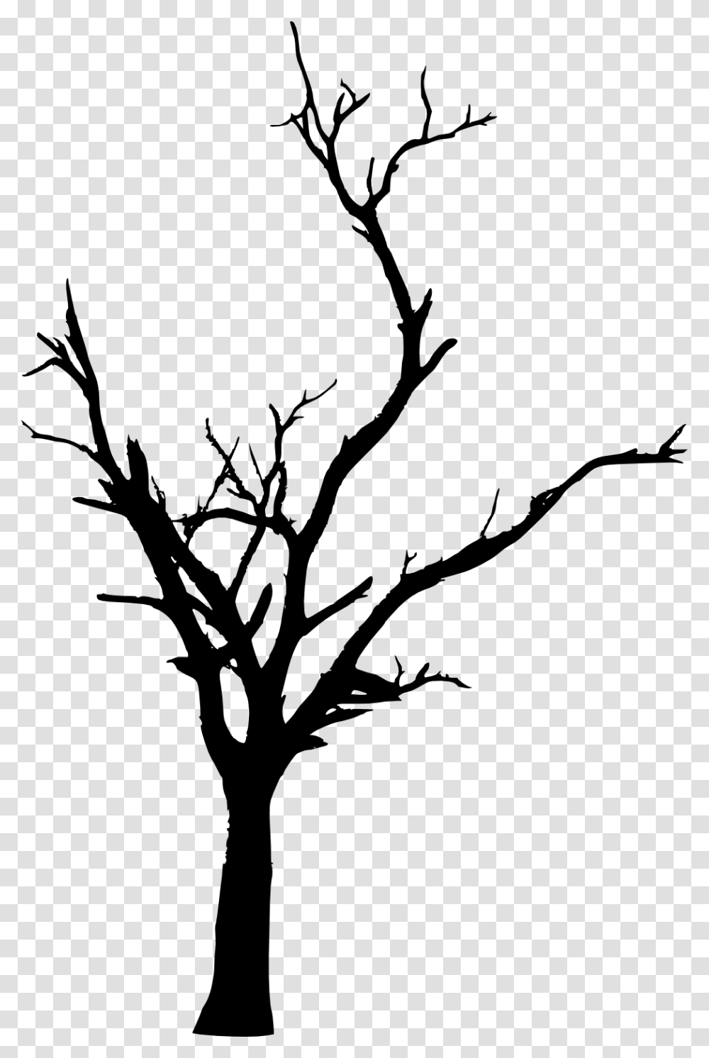 Tree Woody Plant Branch Twig Clip Art Dead Tree Silhouette, Stencil, White, Texture Transparent Png