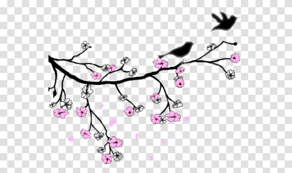 Treebranch Flowers Birds Birdie Lovebirds Swirls Illustration, Paper, Confetti, Animal, Petal Transparent Png