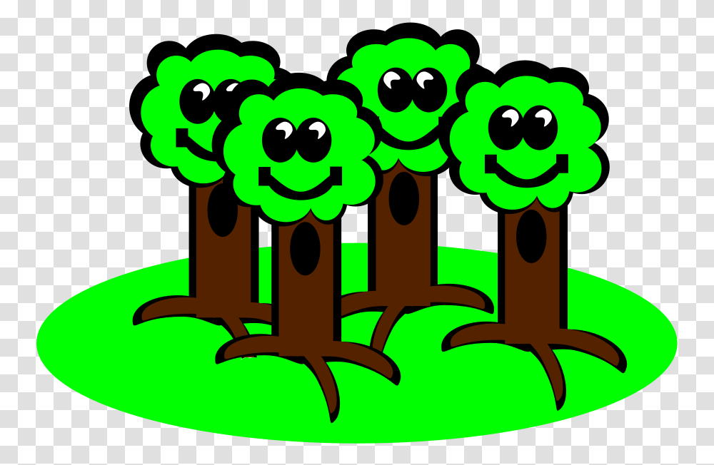 Trees Clipart Vector Clip Art Online Happy Trees Clipart, Graphics, Text, Animal, Pac Man Transparent Png