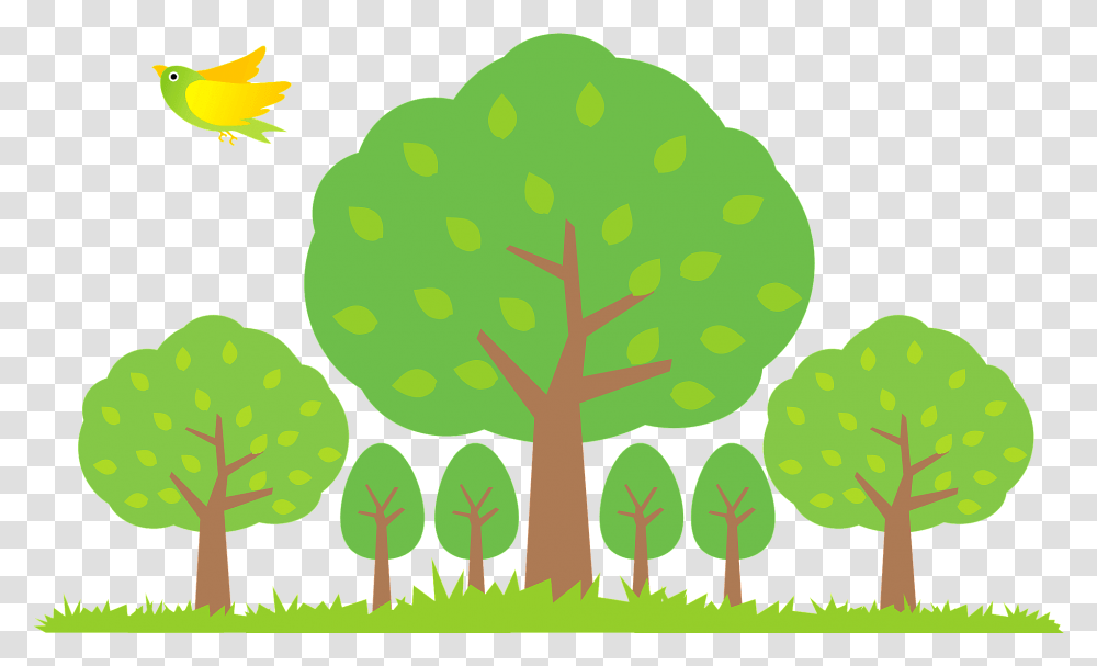 Trees In A Forest Clipart Free Download Clipart Image Of Trees, Plant, Bird, Green, Leaf Transparent Png