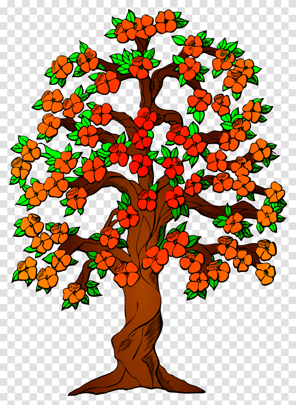 Trees With Flowers Clip Art, Pattern, Rug, Ornament Transparent Png
