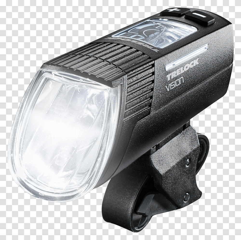 Trelock Ls 760 I Go Vision Bicycle Front Light Black Video Camera, Headlight, Helmet, Clothing, Apparel Transparent Png