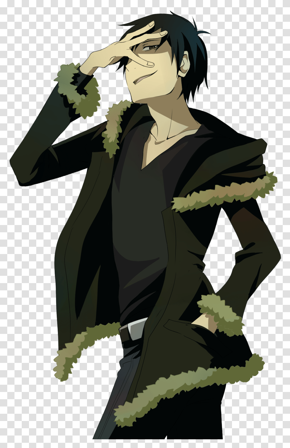 Trench Coat Anime Boy Clipart Trench Coat Izaya Izaya Orihara, Person, Clothing, Book, Silhouette Transparent Png