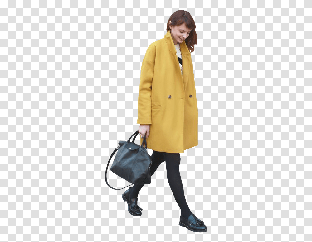 Trench Coat Cutout Women Yellow Coat People For Walking People For Photoshop, Clothing, Apparel, Overcoat, Person Transparent Png