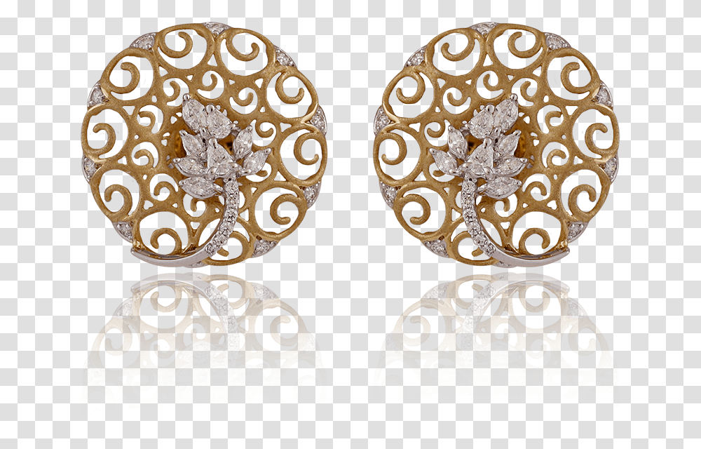 Trendy Floral Swirl Diamond Earring Earrings, Jewelry, Accessories, Accessory, Floral Design Transparent Png