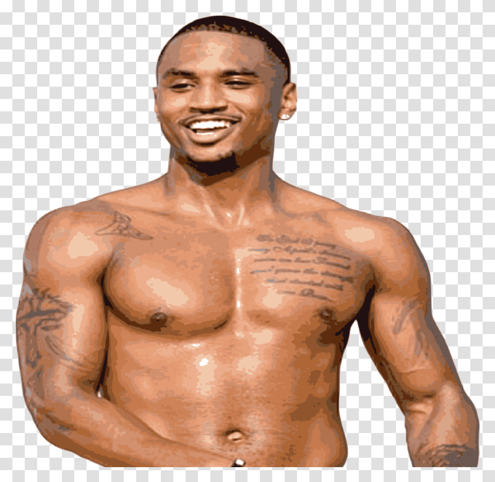 Trey Songz Hot Pics Trey Songz, Torso, Person, Human, Tattoo Transparent Png