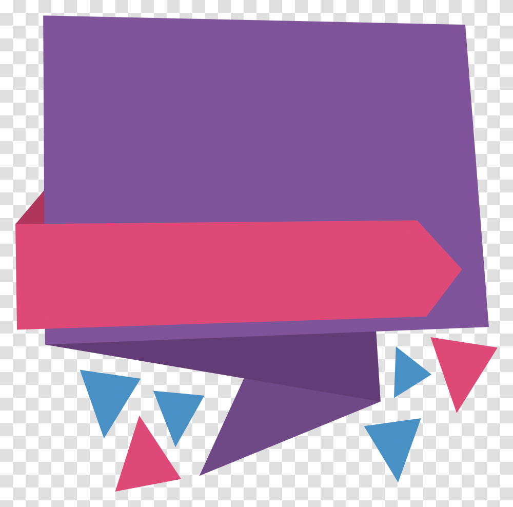 Triangle Fragment Ribbon Title Box Title Box, Purple, Paper Transparent Png