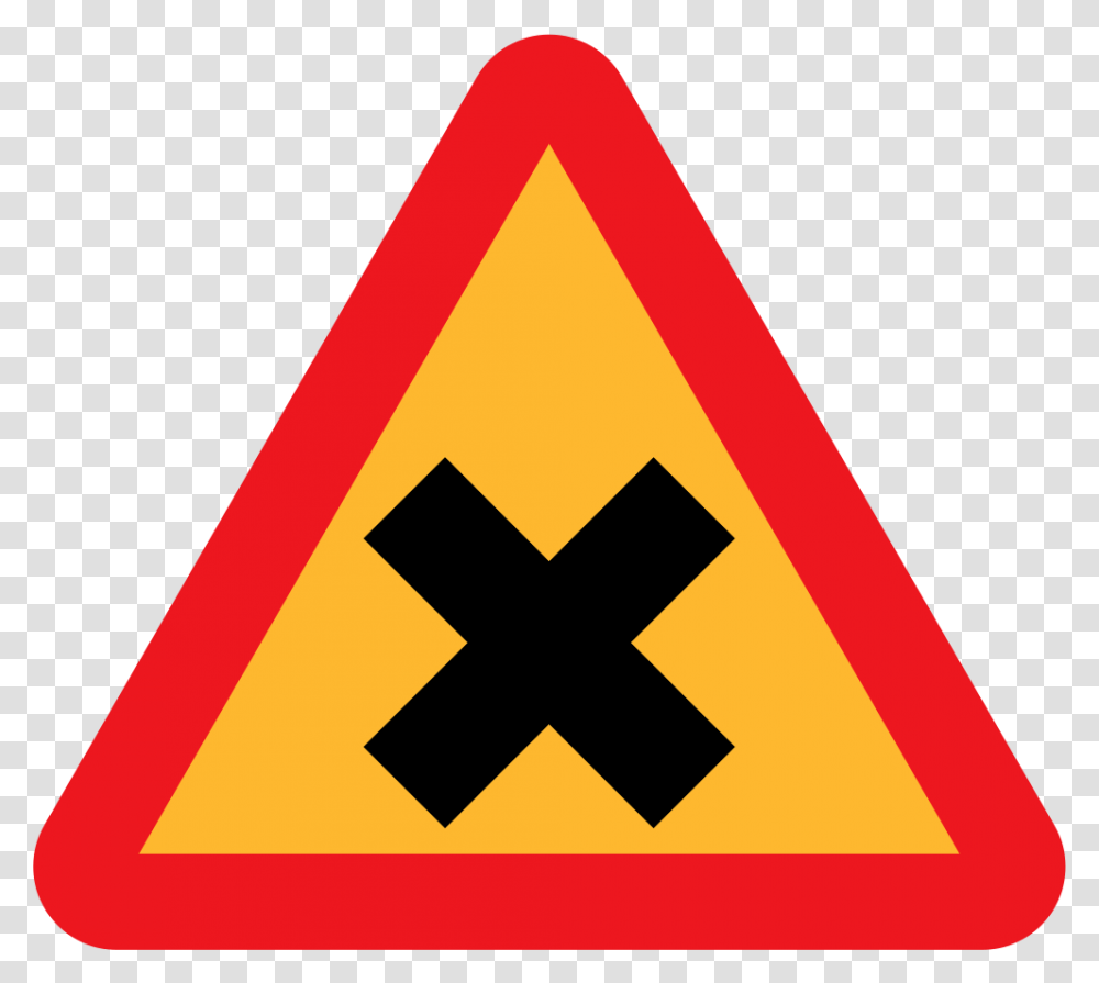 Triangle With X Road Sign Transparent Png