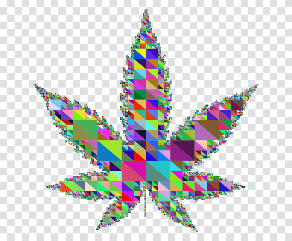 Triangular Marijuana Leaf Prismatic Illustration, Star Symbol, Plant, Christmas Tree Transparent Png