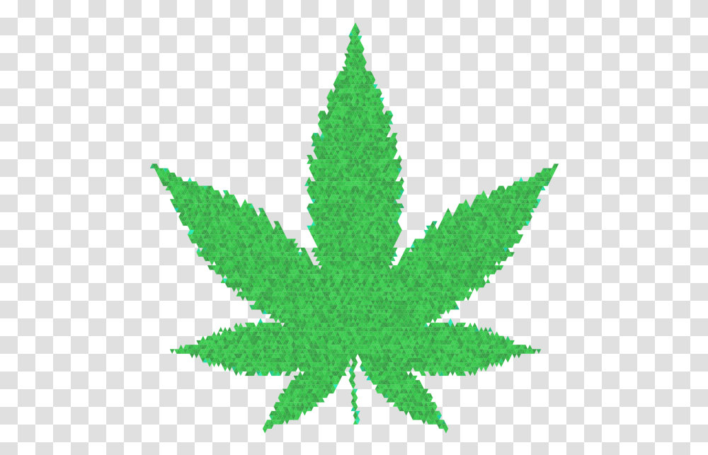 Triangular Mosaic Marijuana Leaf Green Marijuana Leaf, Plant, Weed, Tree, Maple Leaf Transparent Png