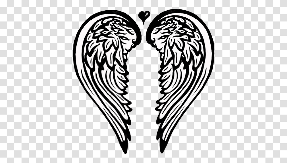 Tribal Angel Wings Tattoo Angel Wings Clipart Black And White, Armor, Heart, Stencil Transparent Png