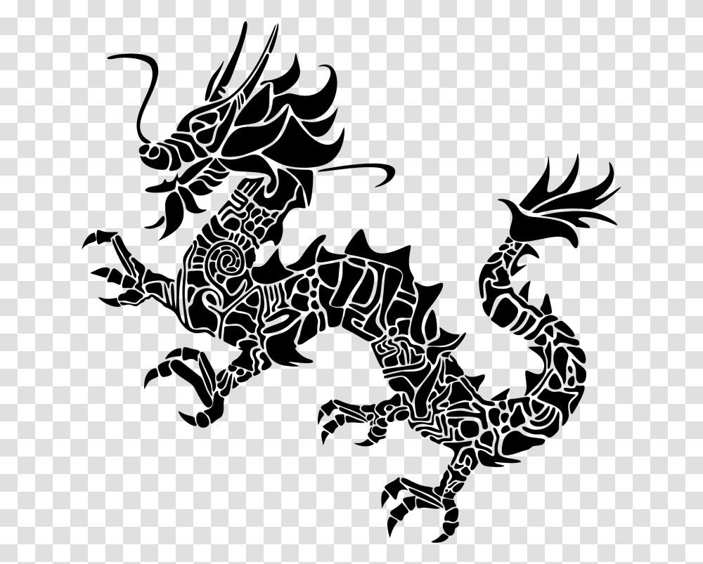 Tribal Asian Dragon Silhouette Asian Dragon Silhouette, Gray, World Of Warcraft Transparent Png