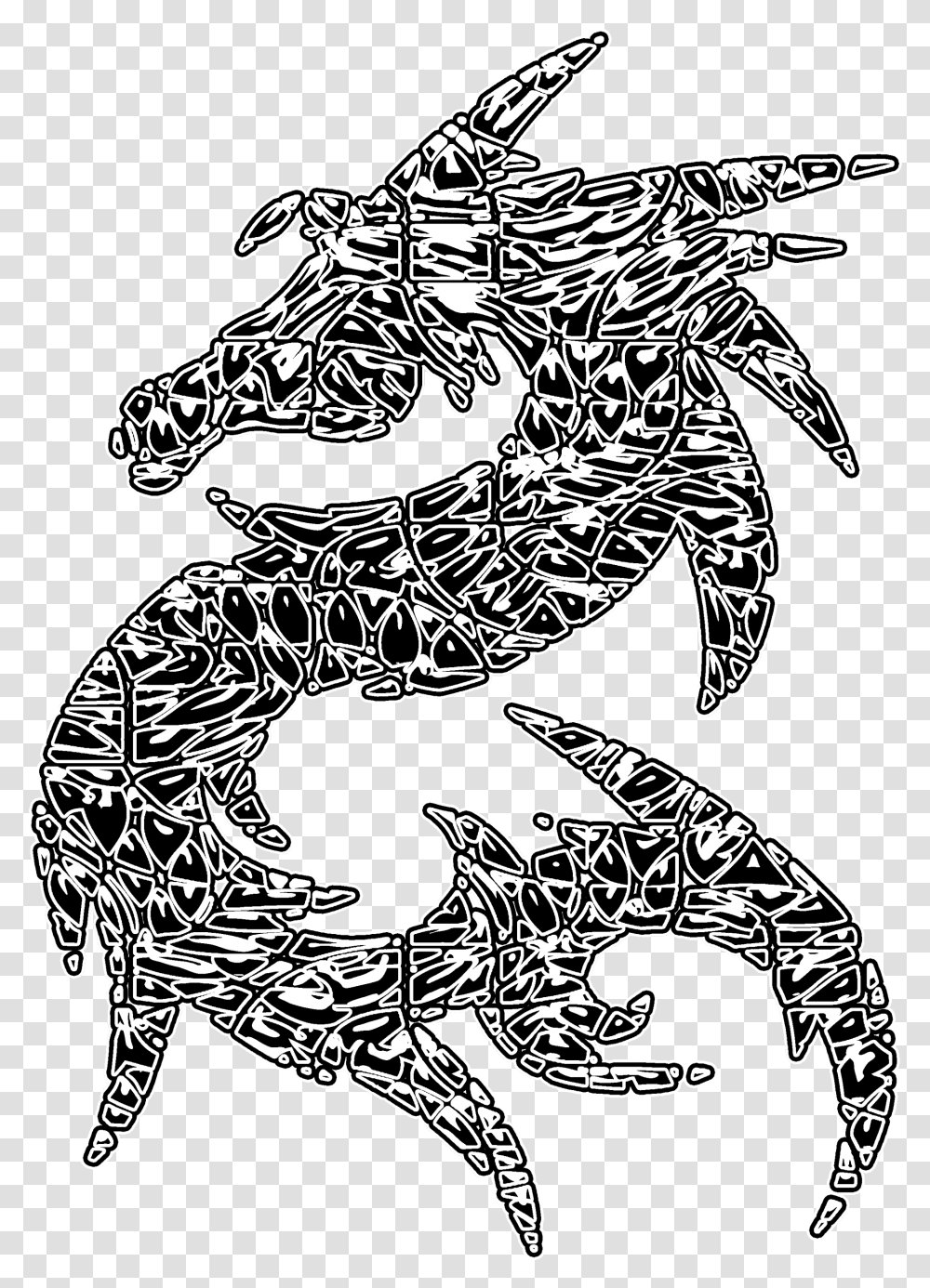 Tribal Black Dragon Free Images Vector Clip Dragon, Animal, Pattern, Reptile, Snake Transparent Png