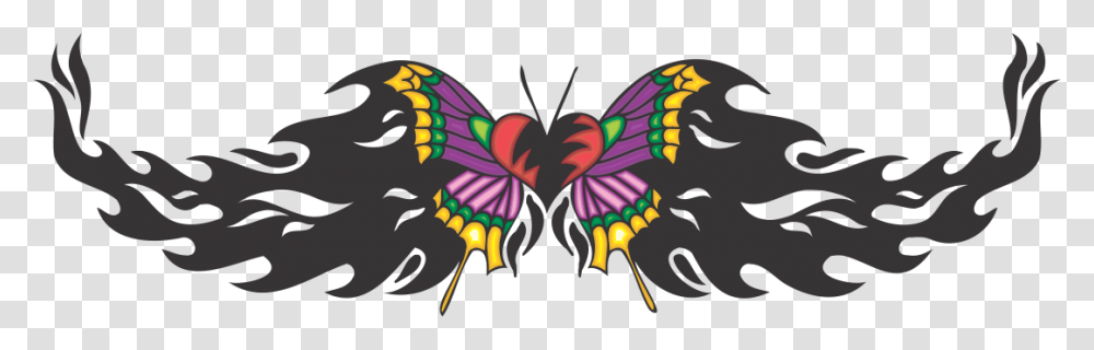 Tribal Butterfly Tattoo Colored Decal Tattoo Color, Ornament, Pattern, Bird, Animal Transparent Png