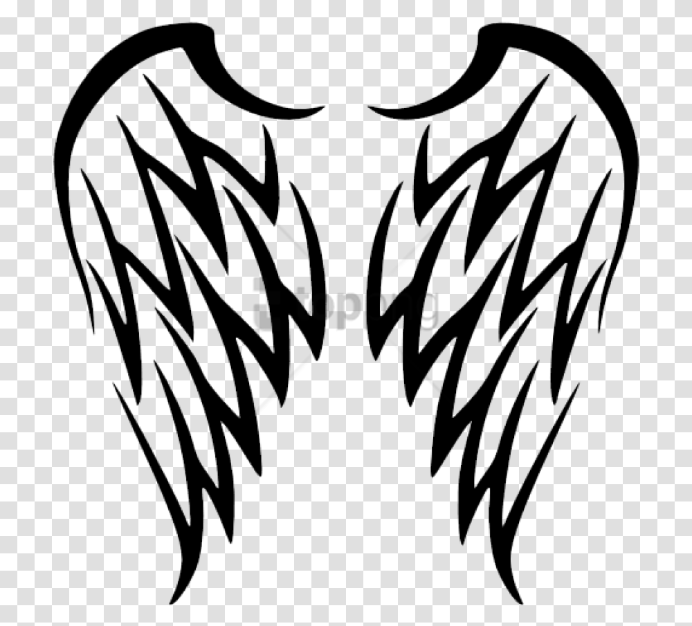 Tribal Clipart Background Tribal Angel Wings Tattoo, Emblem, Stencil, Batman Logo Transparent Png