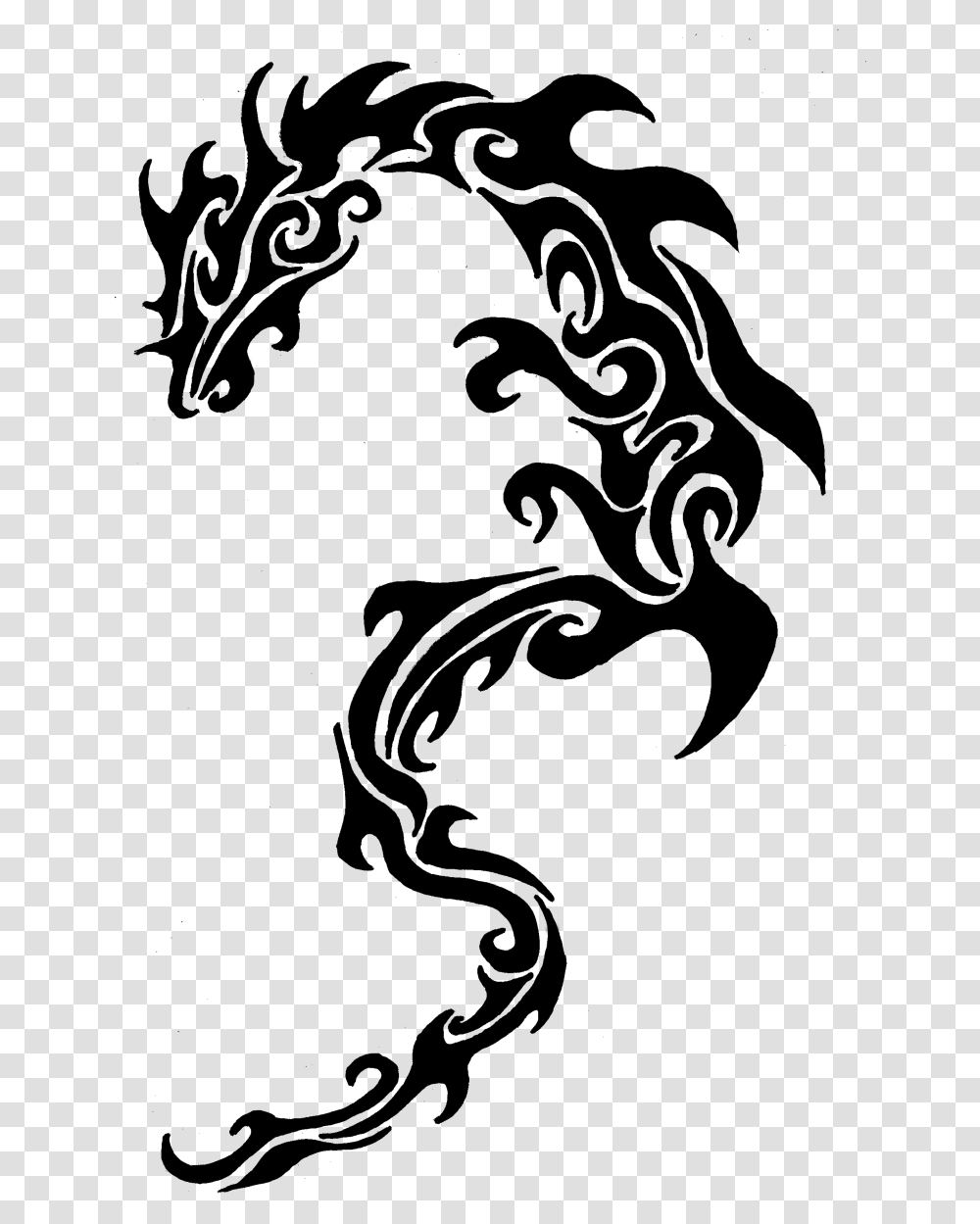 Tribal Dragon Design Black And White Tribal, Nature, Outdoors, Night, Outer Space Transparent Png