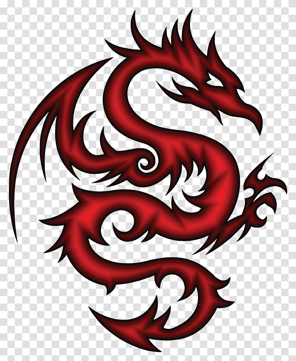 Tribal Dragon Face Tattoo Clipart Red Dragon Tattoo Transparent Png